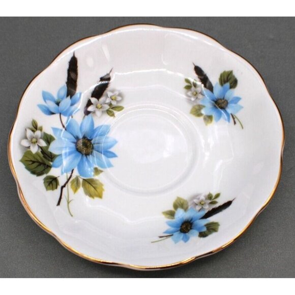 Royal Albert Blue Flowers And Cattails Tea Cup & Saucer Fine Bone China England - Picture 6 of 7